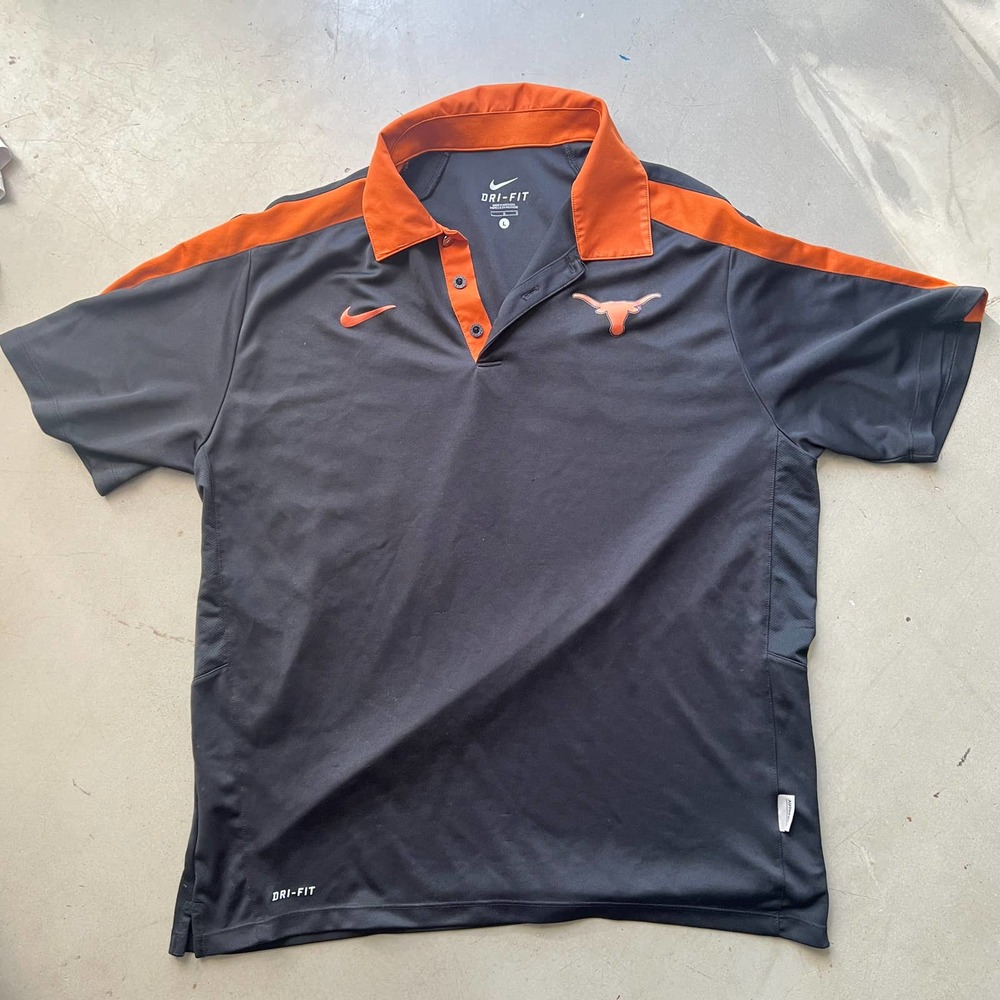Texas Longhorn NIKE  Dri-Fit Polo T-Shirt-Men Large-Black Orange Shirt - Gameday
